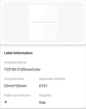 NB343 - NIIMBOT - D101 ONLY - R25X30MM - 210 LABELS PER ROLL - SNOW COLOUR DESIGN