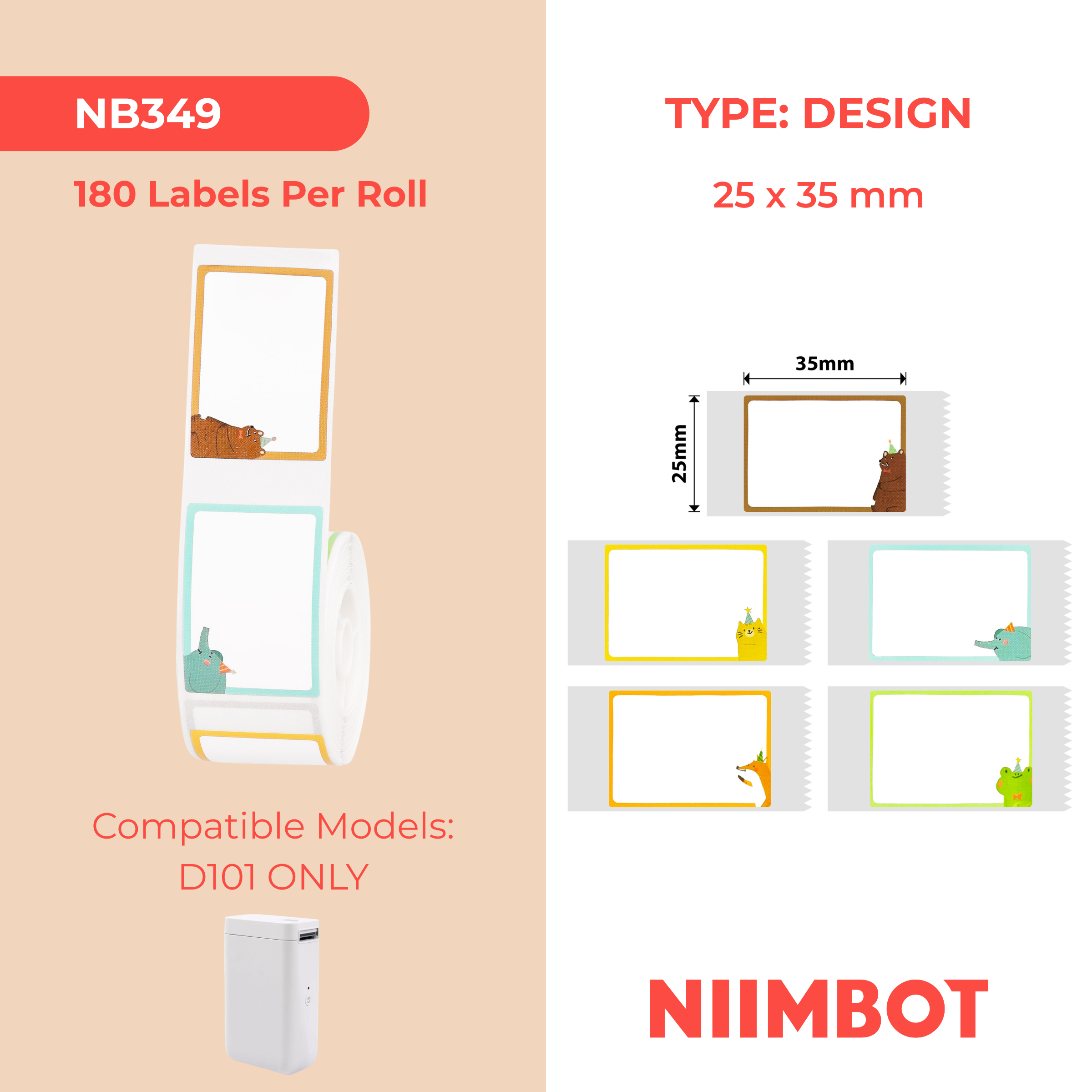 NB349 - Niimbot - D101 Only - 25x35mm - 170 Enchanted Forest Labels