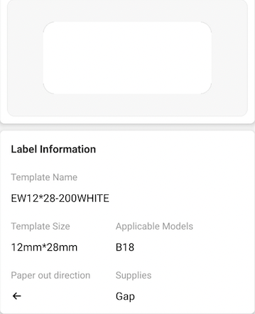 NB384 - NIIMBOT - B18 / N1 - EL12X28mm - 200 LABELS PER ROLL - WHITE