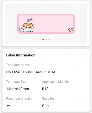 NB418 - NIIMBOT - B18 / N1 - EW14X40mm - 150 LABELS PER ROLL- DREAMER DESIGN