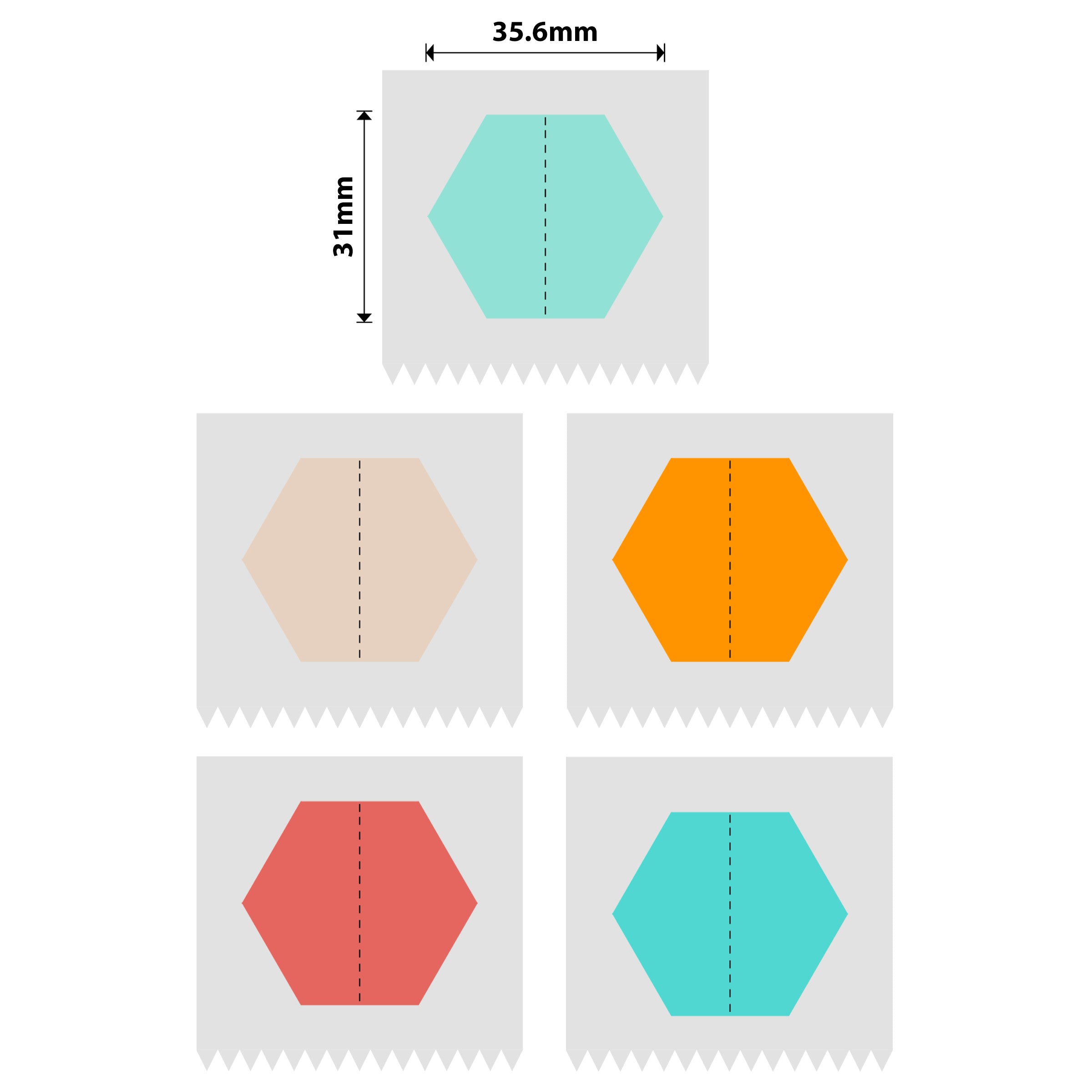 NB436 - Niimbot - B1 / B21 / B31 / B3S / B4 - 35.6x31mm - 220 Multi-Colour Hexagon Labels