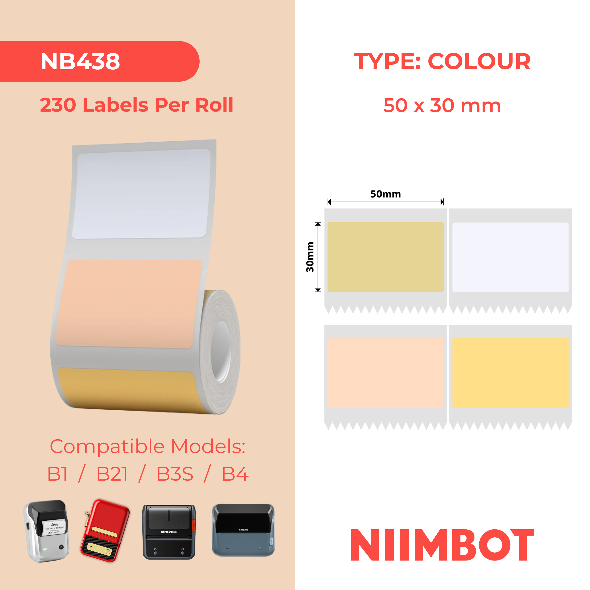 NB438 - Niimbot - B1 / B21 / B3S / B4 - 50x30mm - 230 Heal The Forest Labels