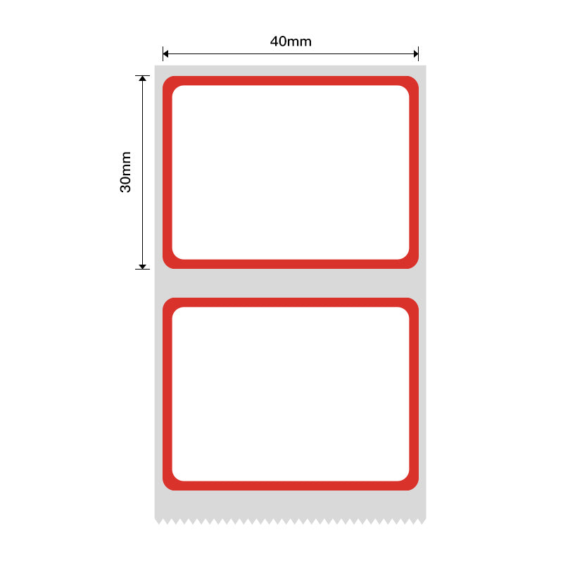 NB444 - NIIMBOT - B1 / B21 / B3S / B4 - 40X30MM - 230 THERMALS LABELS - RED FRAME DESIGN