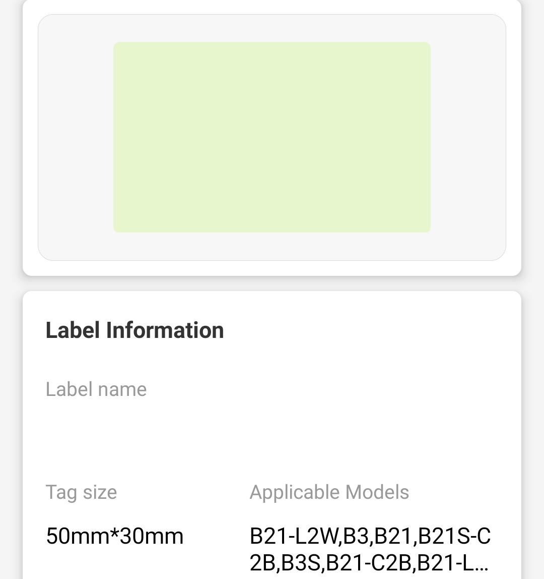NB447 - NIIMBOT - B1 / B21 / B3S / B4 - 50X30MM - 230 SOLID GREEN THERMAL LABELS