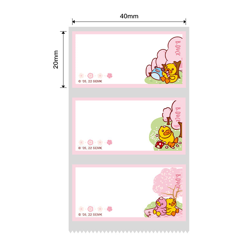 NB455 - NIIMBOT - B1 / B21 / B3S / B4 - 40X20MM - 320 LABELS PER ROLL - DUCK AND CHERRY BLOSSOM DESIGN