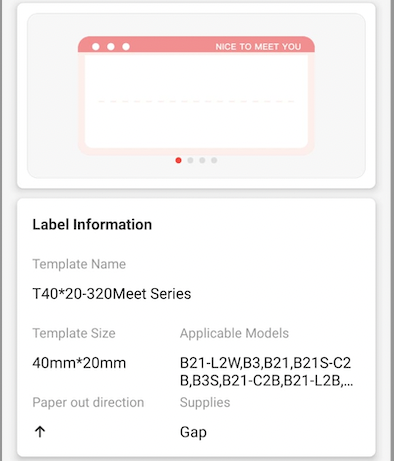 NB456 - NIIMBOT - B1 / B21 / B3S / B4 - T40X20MM - 320 LABELS PER ROLL - NICE TO MEET YOU DESIGN