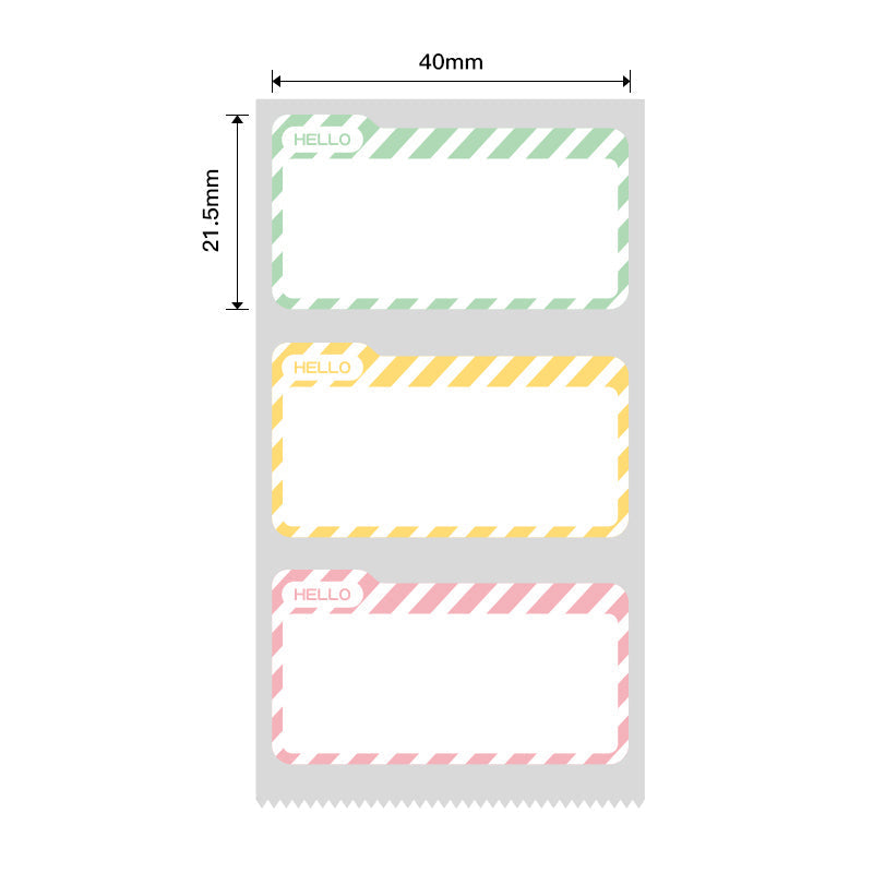 NB457 - NIIMBOT - B1 / B21 / B3S / B4 - 40X21.5MM - 300 THERMAL LABLES (MULTI-COLOUR) - HELLO NAME TAG DESIGN