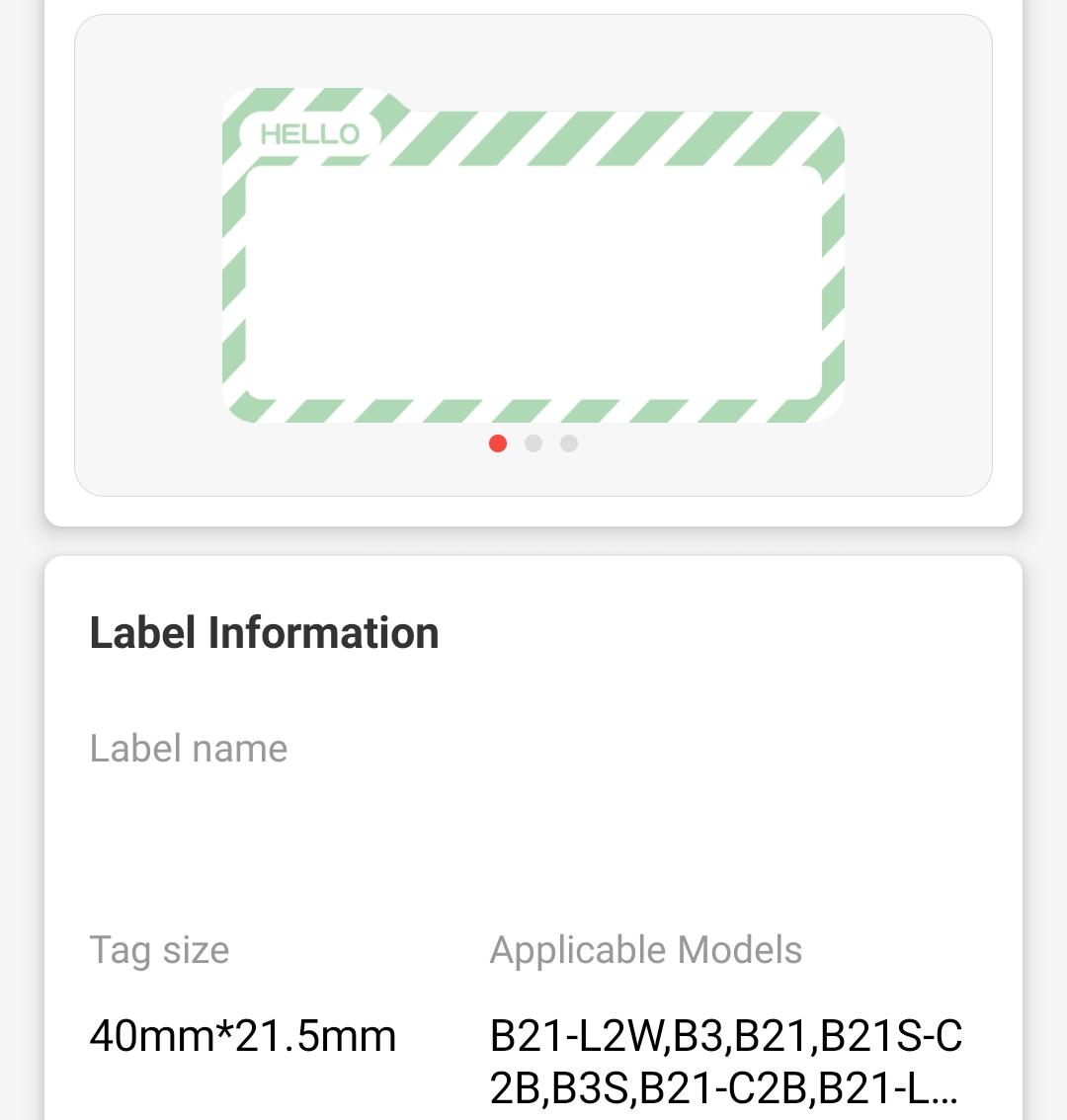 NB457 - NIIMBOT - B1 / B21 / B3S / B4 - 40X21.5MM - 300 THERMAL LABLES (MULTI-COLOUR) - HELLO NAME TAG DESIGN