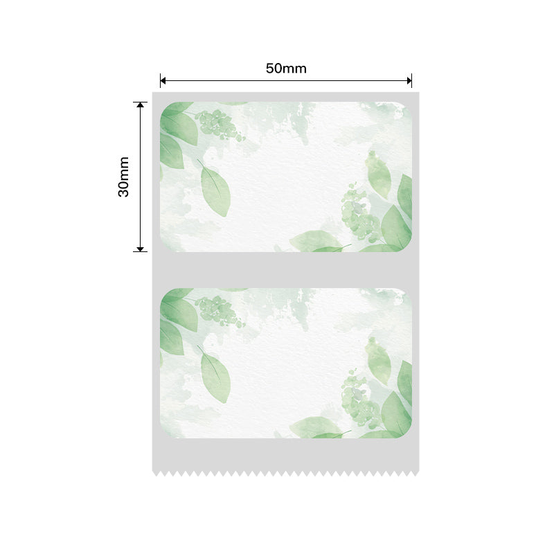 NB460 - NIIMBOT - B1 / B21 / B3S / B4 - T50X30MM - 230 THERMAL LABELS - GREEN LEAF DESIGN