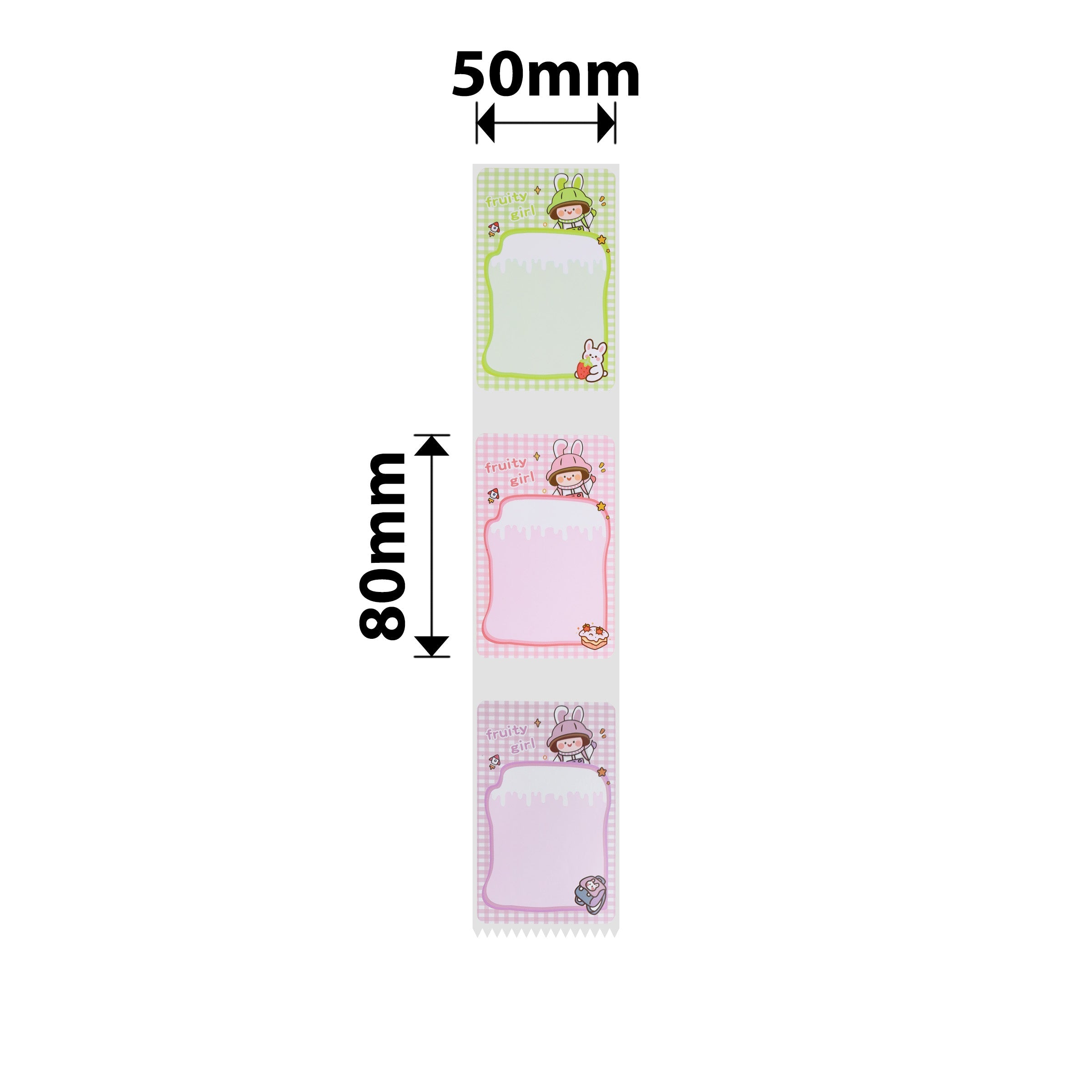 NB469 - NIIMBOT - B1 / B21 / B3S / B4 - 50X80MM - 95 THERMAL LABELS (MULTI-COLOUR) - FRUITY GIRL DESIGN