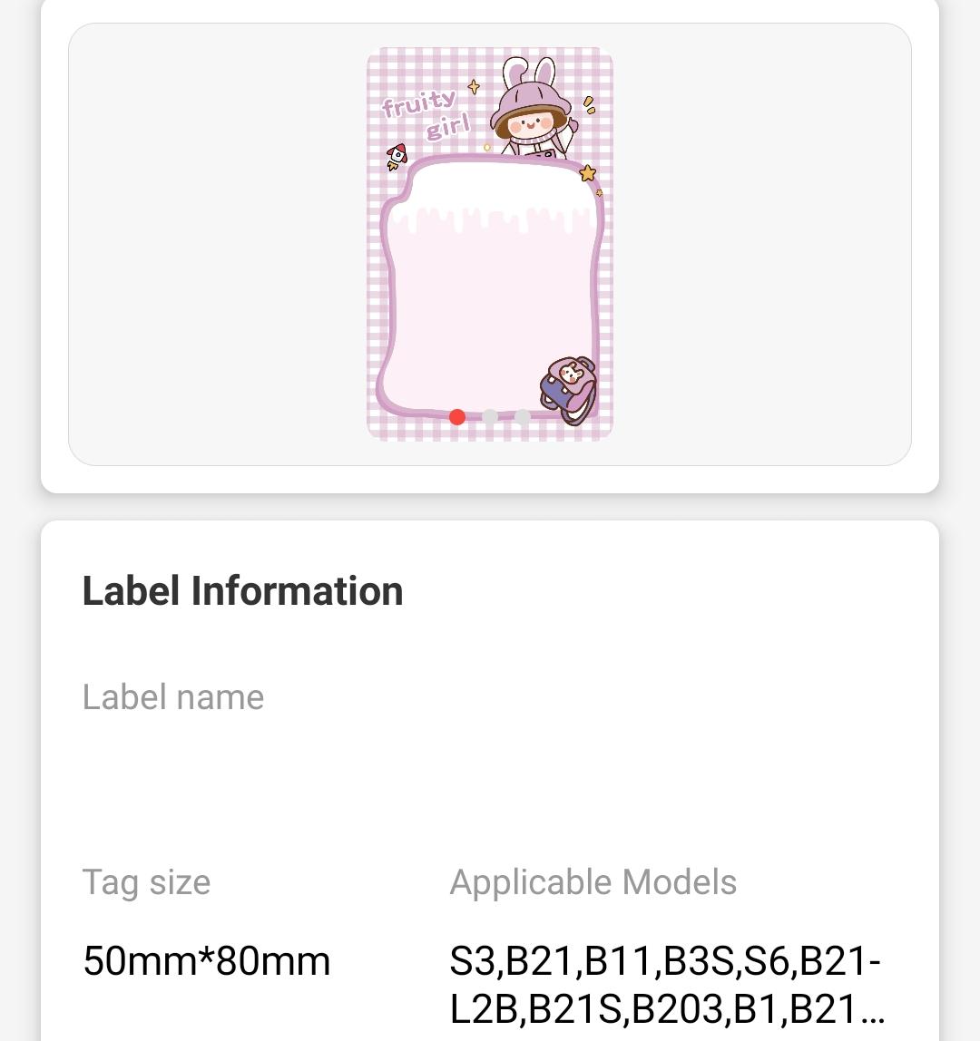 NB469 - NIIMBOT - B1 / B21 / B3S / B4 - T50X80MM - 95 FRUITY GIRL DESIGN