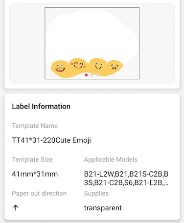 NB473 - NIIMBOT - B1 / B21 / B3S / B4 - TT41X31MM - 220 LABELS PER ROLL - CUTE EMOJIS DESIGN
