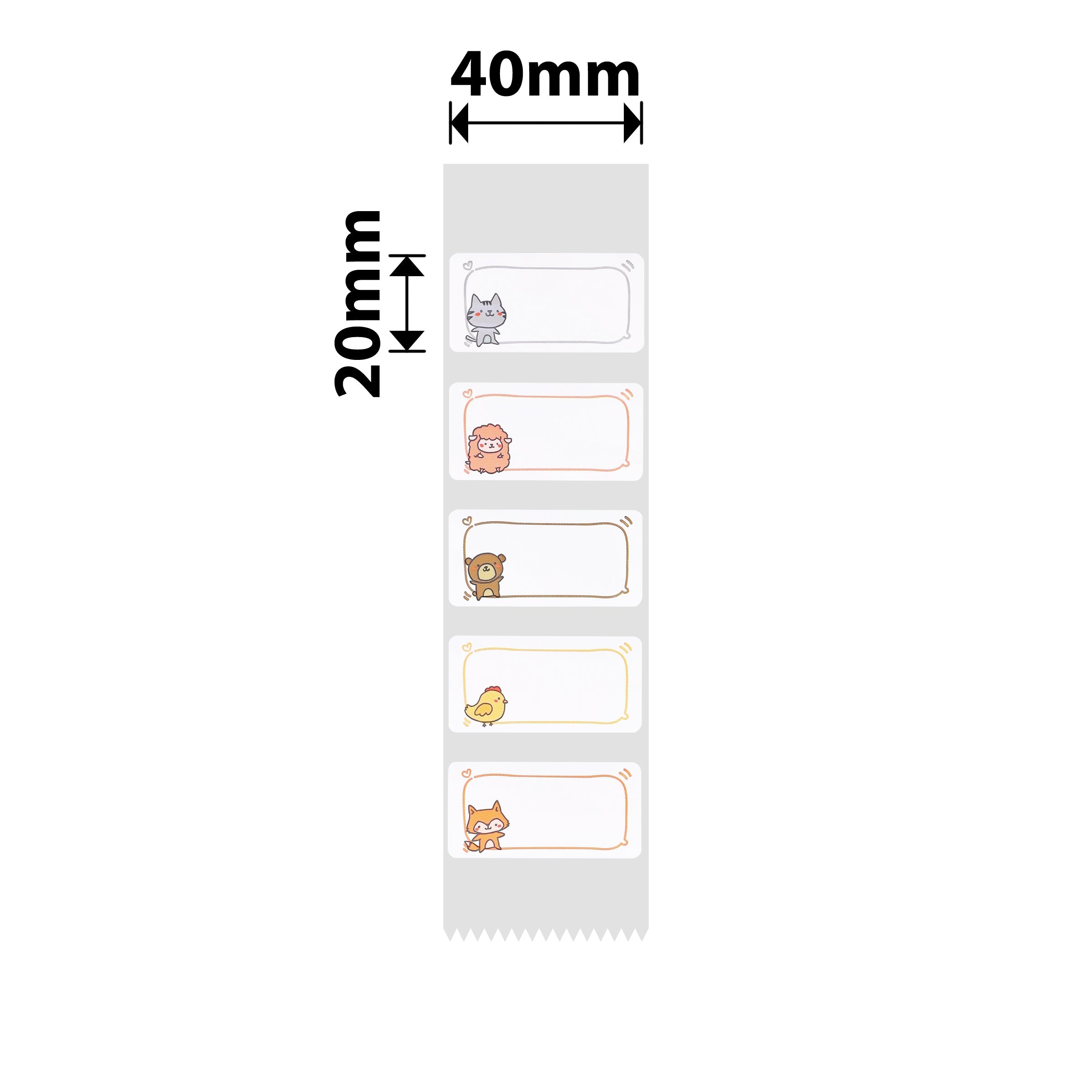 NB521 - NIIMBOT - B1 / B21 / B3S / B4 - T40X20MM - 320 LABELS PER ROLL - ANIMAL MESSAGES