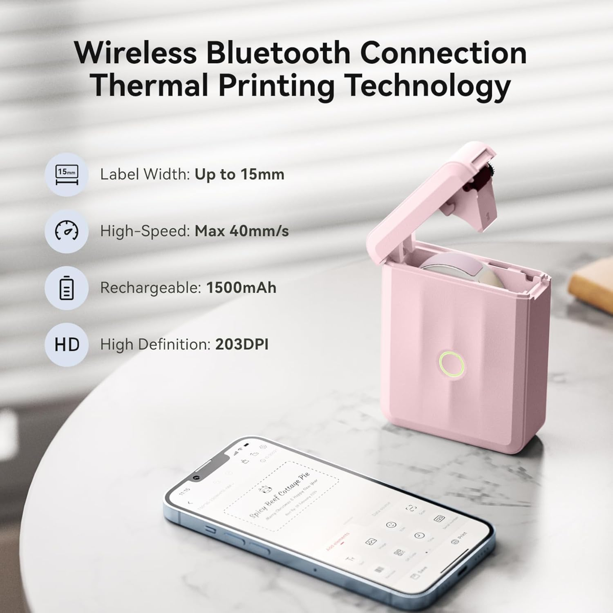 NIIMBOT - D110_M Bluetooth Label Printer Incl Label Roll