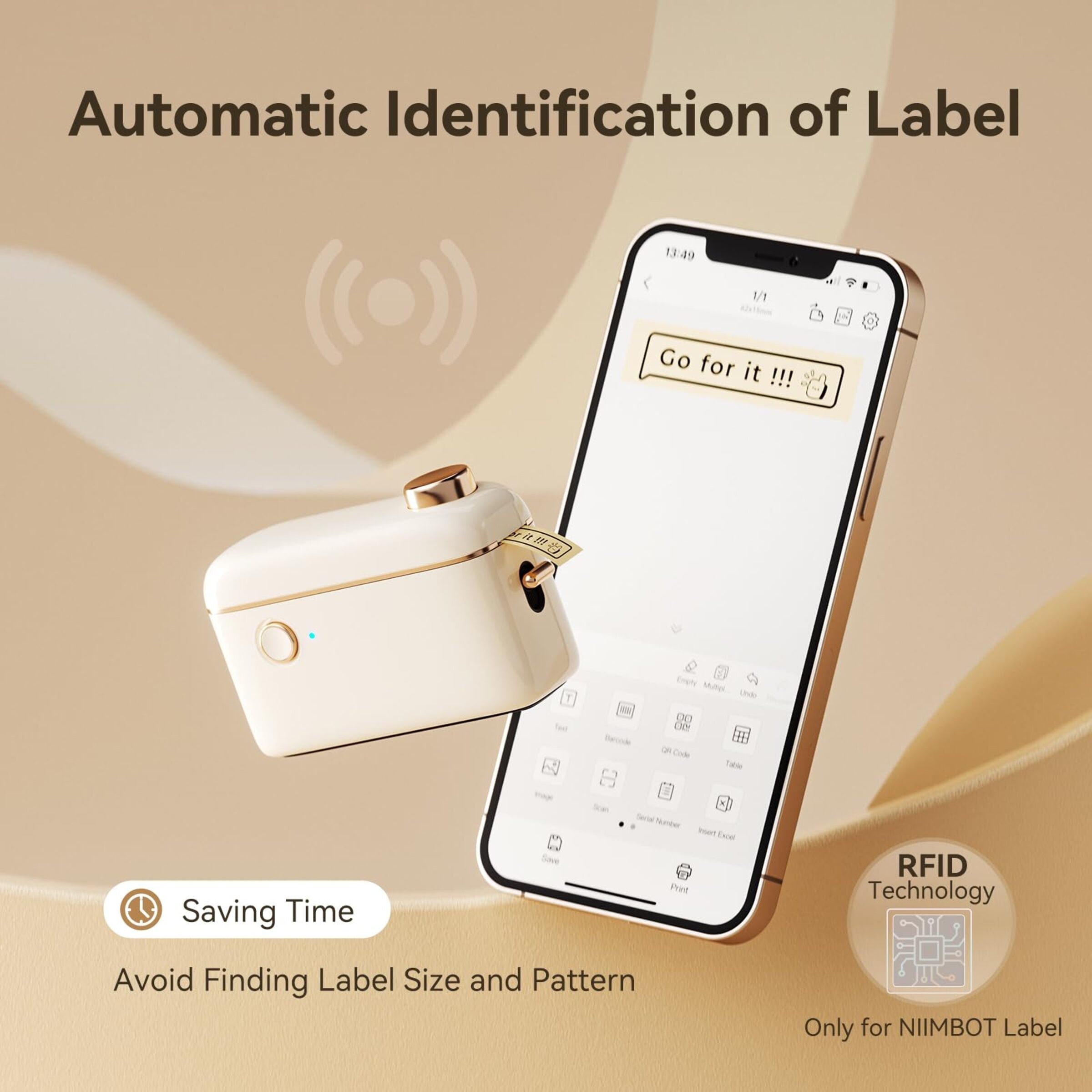 NB526 - NIIMBOT H1S - BLUETOOTH CONTINUOUS LABEL PRINTER INCL FREE LABEL - CREAM WHITE
