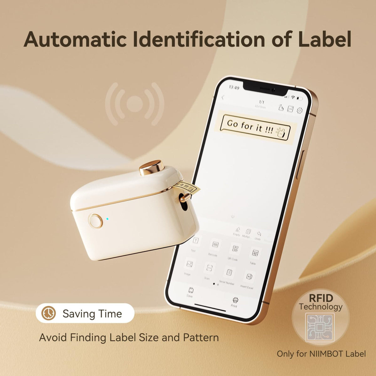 NB526 - NIIMBOT H1S - BLUETOOTH CONTINUOUS LABEL PRINTER INCL FREE LABEL - CREAM WHITE