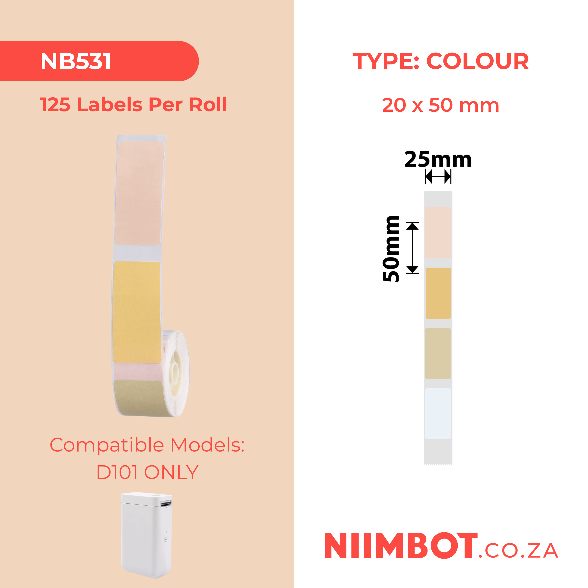 NB531 - NIIMBOT - D101 ONLY - 25X50MM - 125 LABELS PER ROLL - HEAL THE FOREST