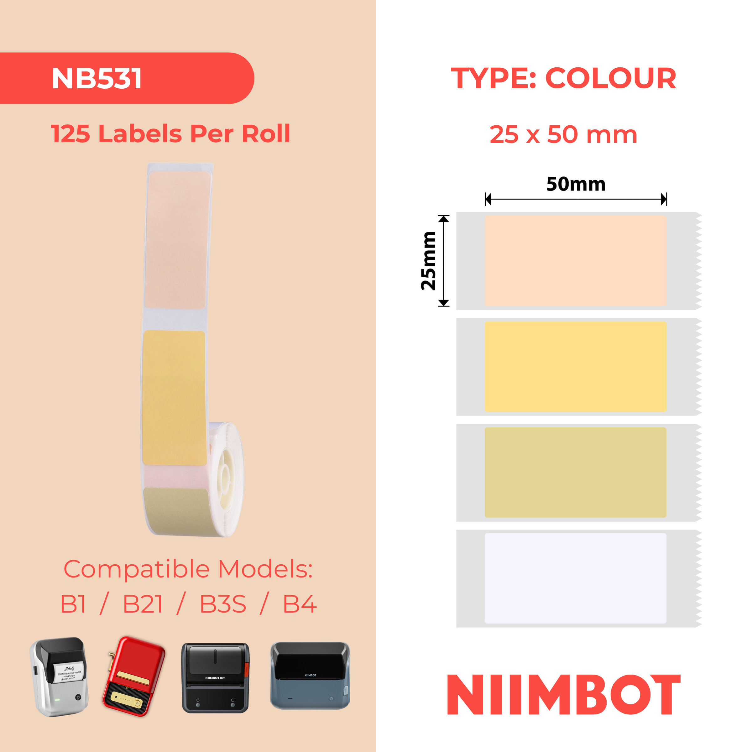 NB531 - Niimbot - D101 Only - 25x50mm - 125 Heal The Forest Labels