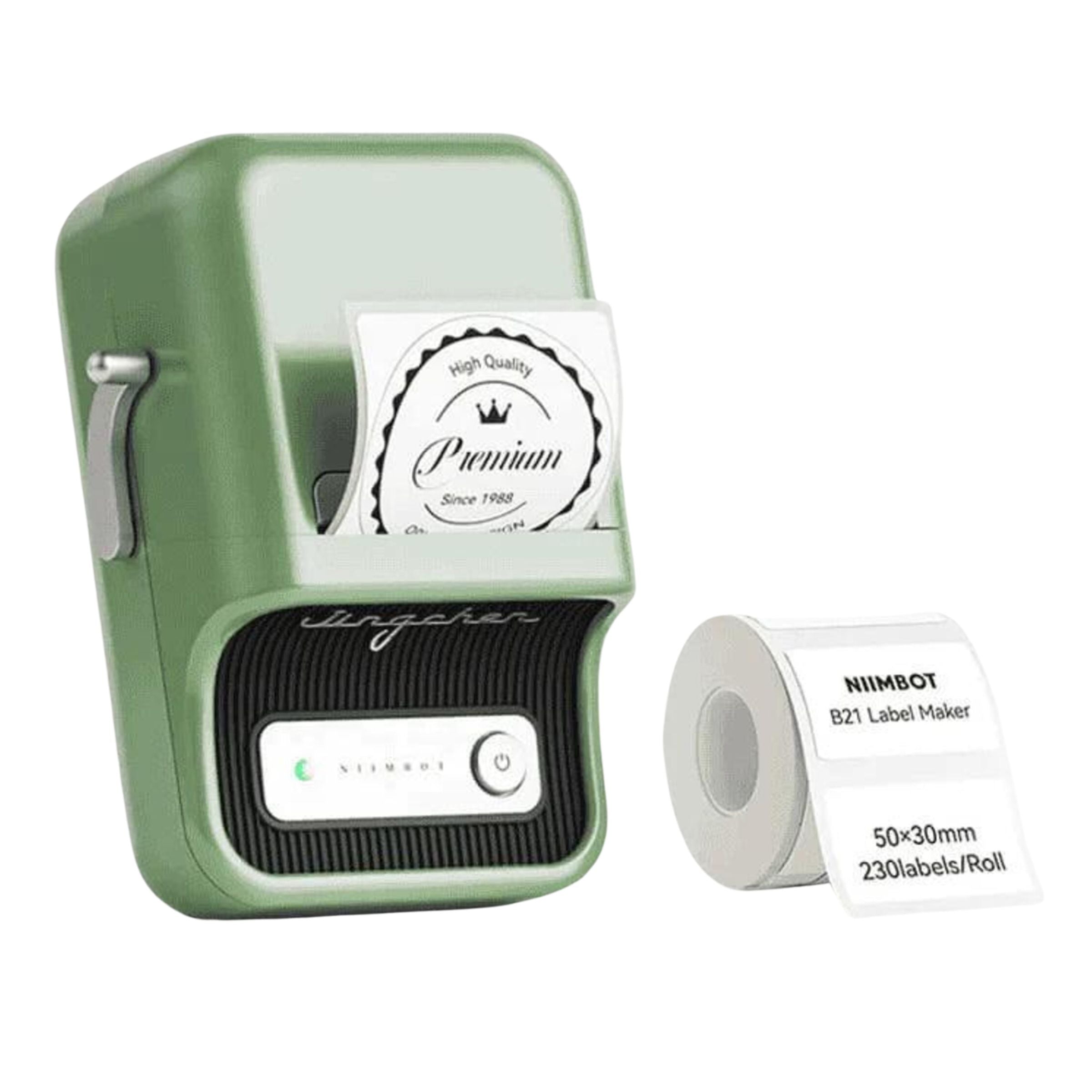 NIIMBOT - B21_PRO - 300DPI - PORTABLE THERMAL LABEL BLUETOOTH PRINTER WITH FREE LABEL ROLL - 50*30MM - WHITE