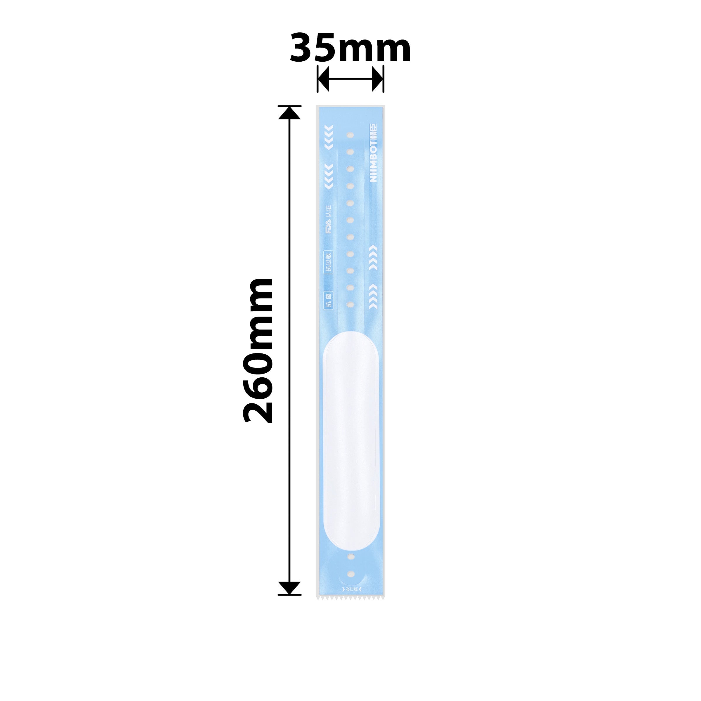 NB619 - Niimbot - K2 / K3 - 35x260mm - 100 Adult Blue Wristbands
