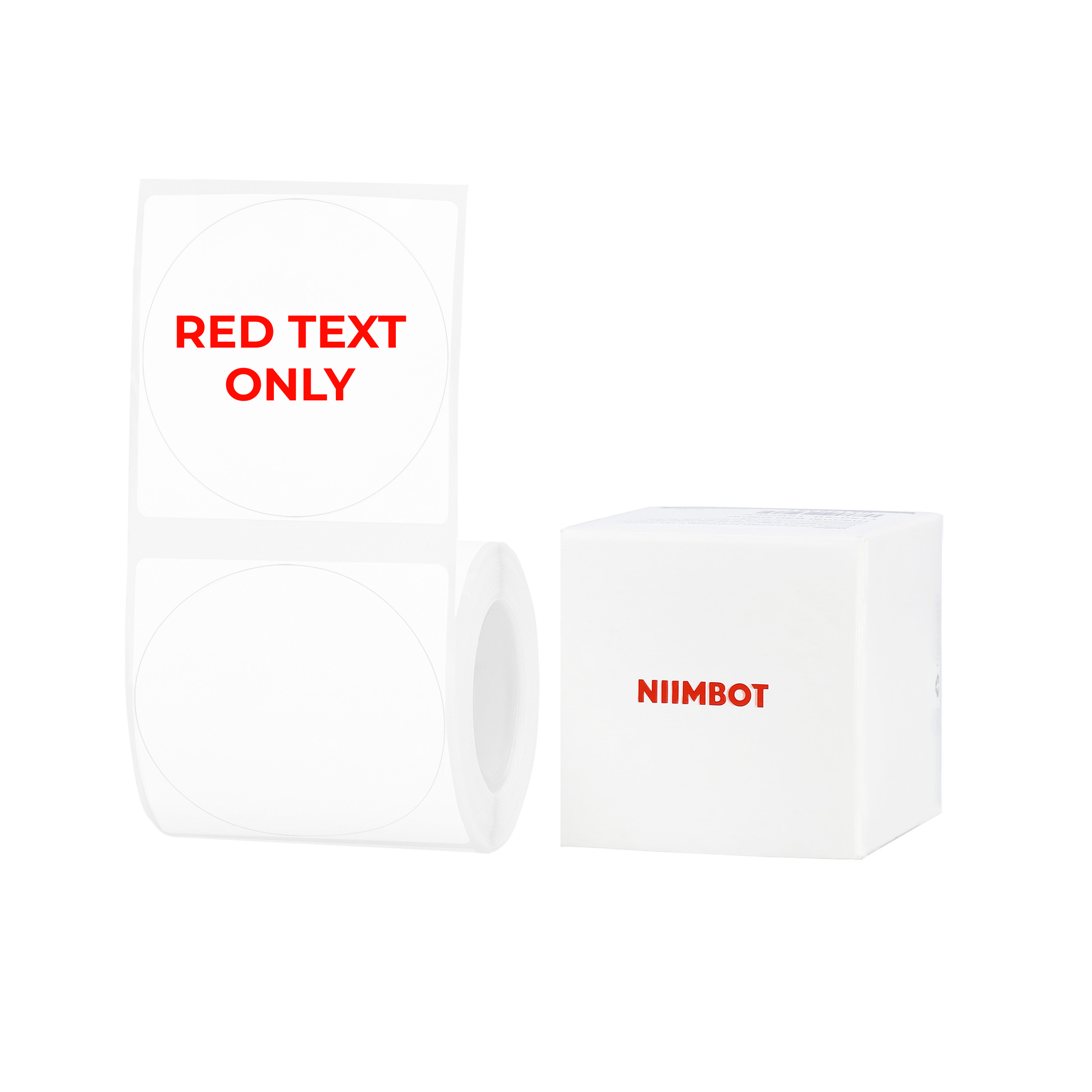 NB658 - Niimbot - B1 / B21 / B31 / B3S / B4 - 50x50mm - 145 White Round Red Text Only Labels