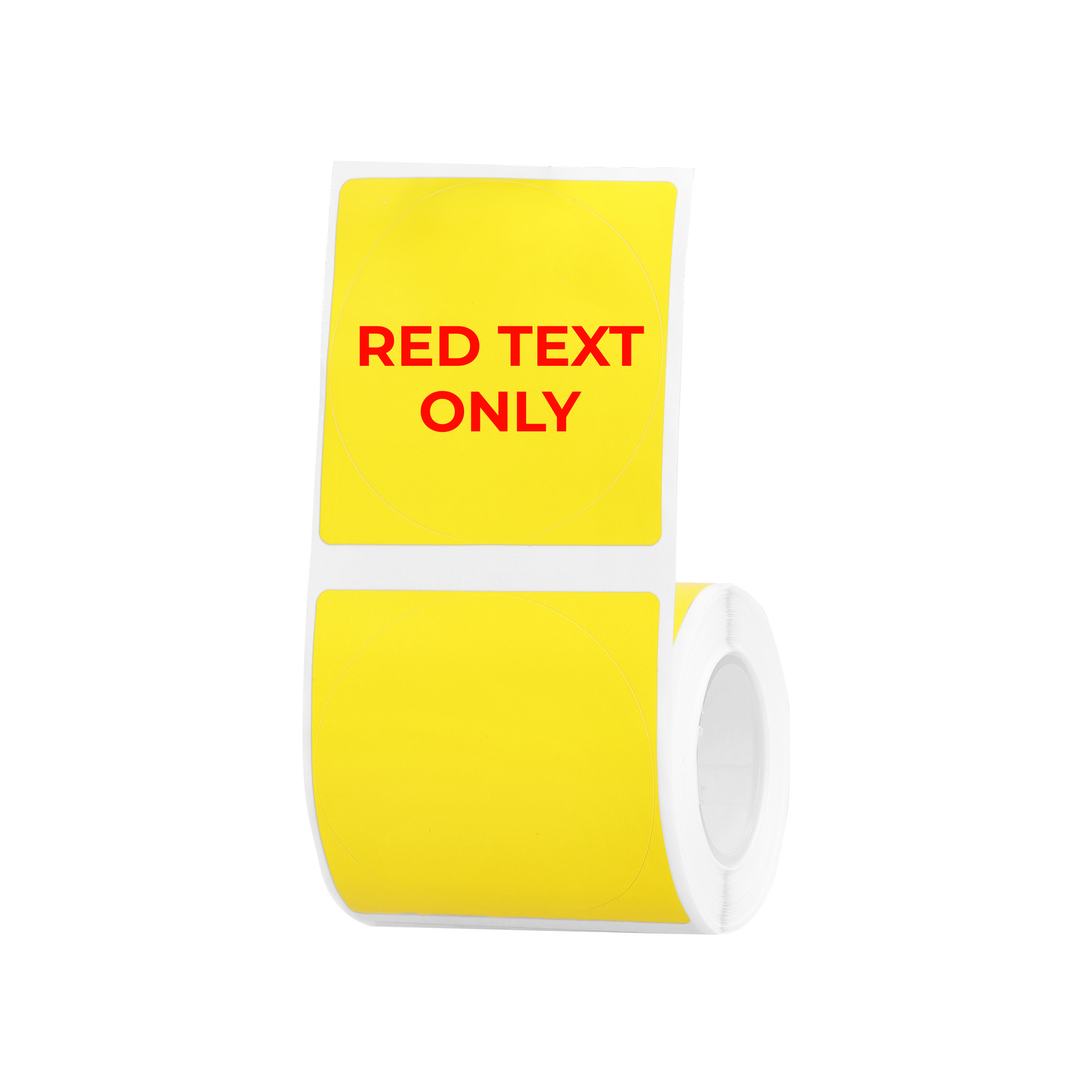 NB659 - Niimbot - B1 / B21 / B31 / B3S / B4 - 50x50mm - 145 Yellow Round Red Text Only Labels