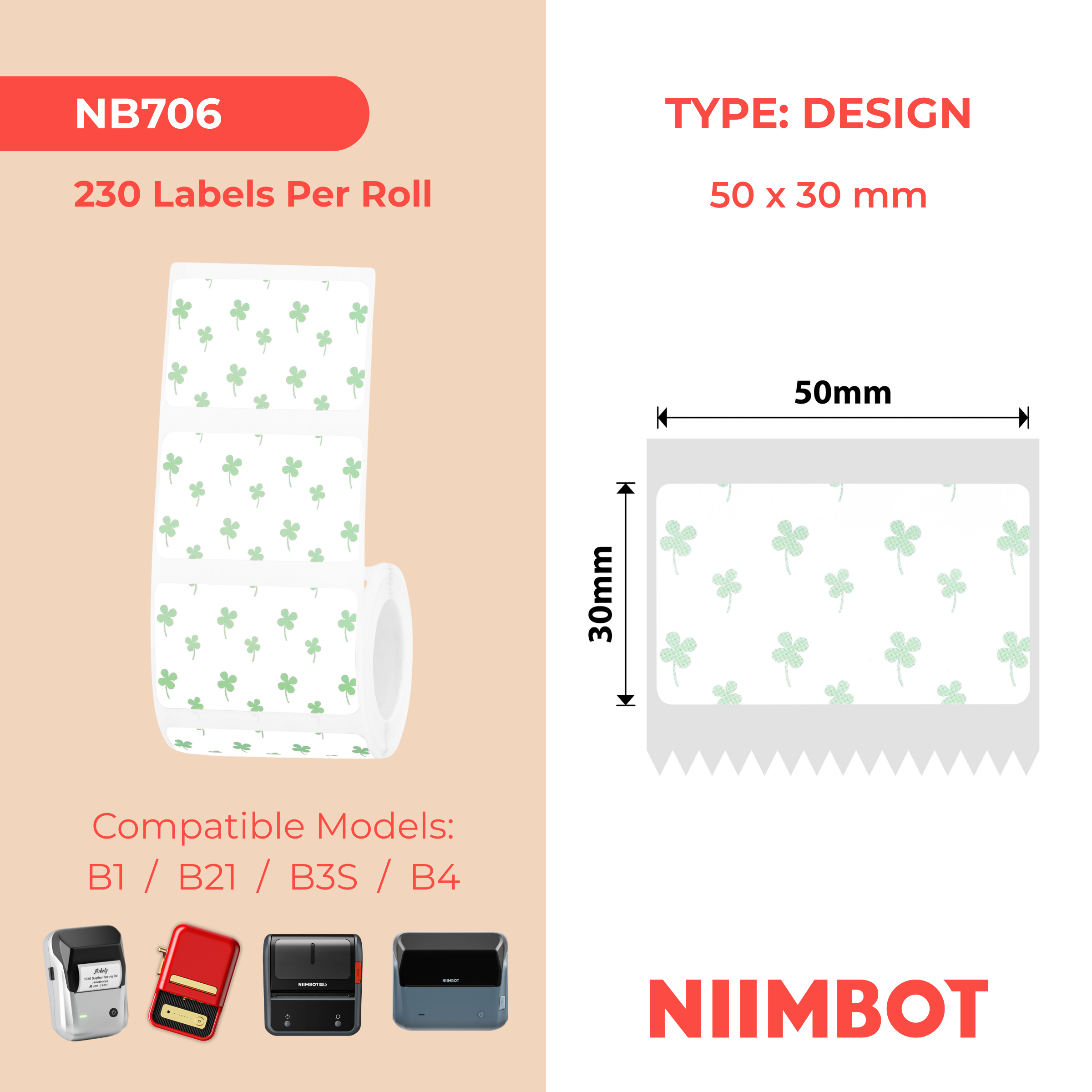 NB706 - Niimbot - B1 / B21 / B31 / B3S / B4 - 50x30mm - 230 Summer 010 Labels