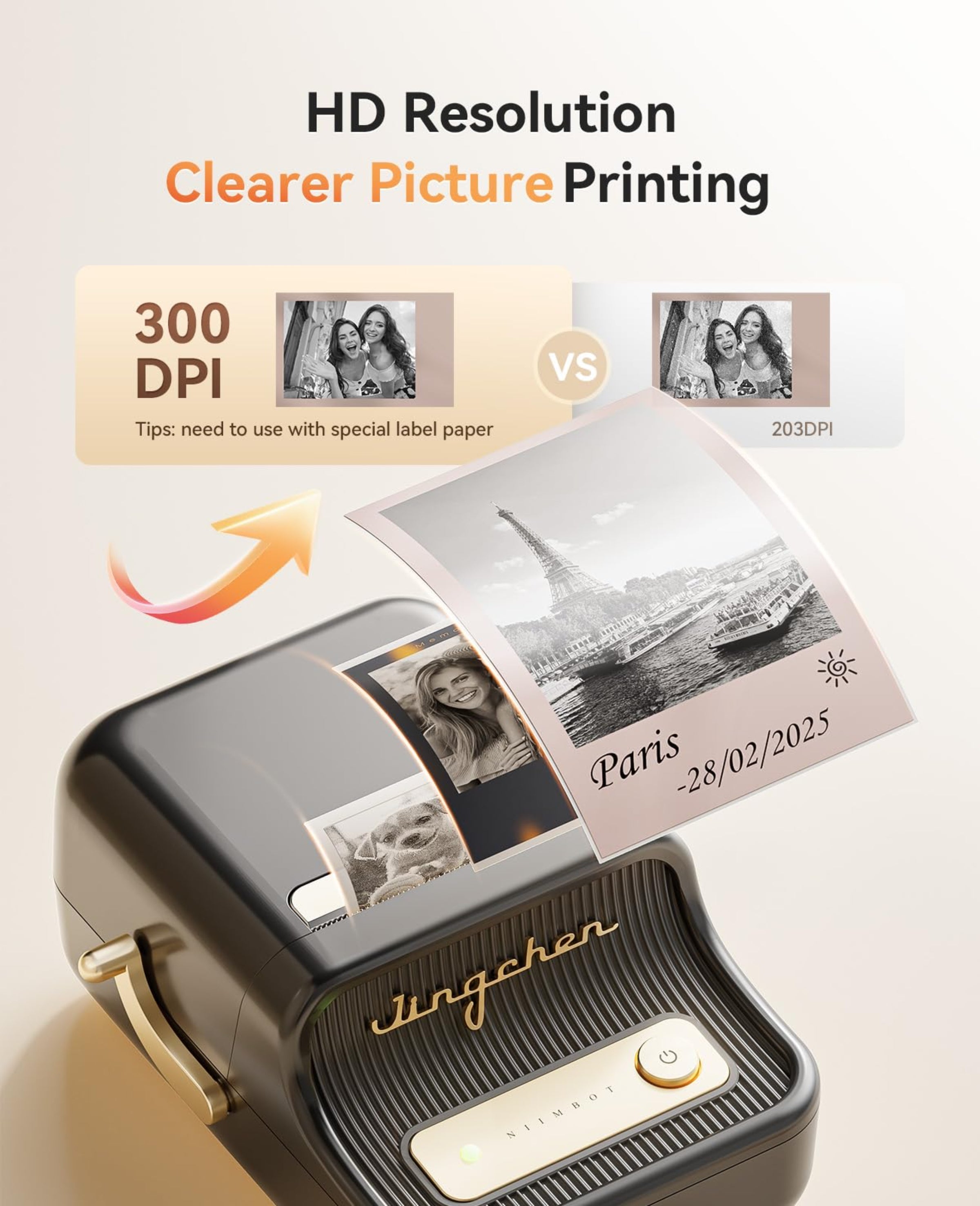 NIIMBOT - B21_PRO - 300DPI - PORTABLE THERMAL LABEL BLUETOOTH PRINTER WITH FREE LABEL ROLL - 50*30MM - WHITE