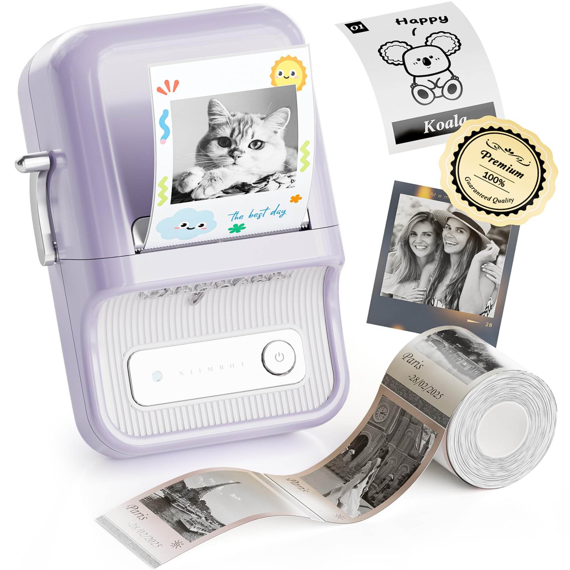 NIIMBOT - B21_PRO - 300DPI - PORTABLE THERMAL LABEL BLUETOOTH PRINTER WITH FREE LABEL ROLL - 50*30MM - WHITE