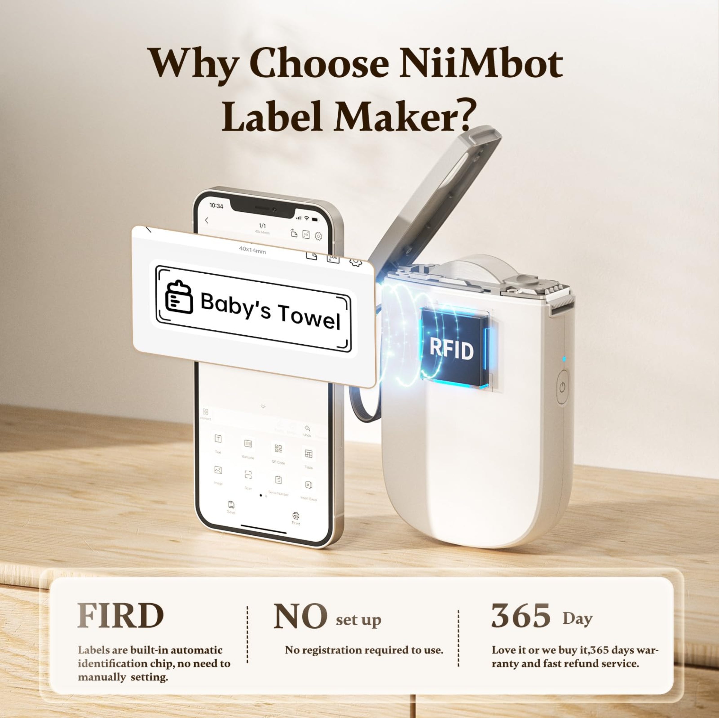 NIIMBOT - D11_H - 300DPI - PORTABLE BLUETOOTH LABEL PRINTER INC FREE LABEL ROLL