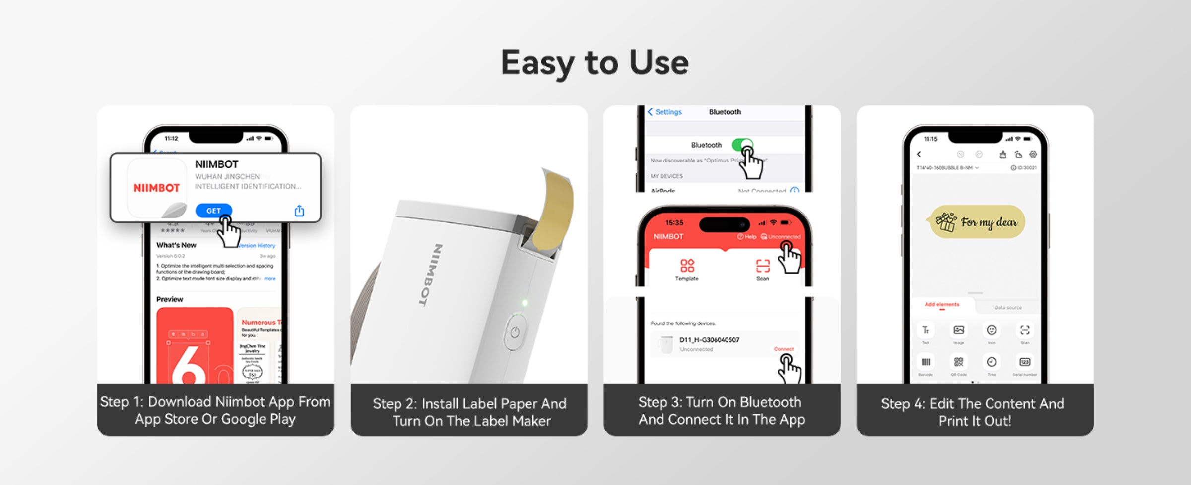 NIIMBOT - D11_H - 300DPI - PORTABLE BLUETOOTH LABEL PRINTER INC FREE LABEL ROLL