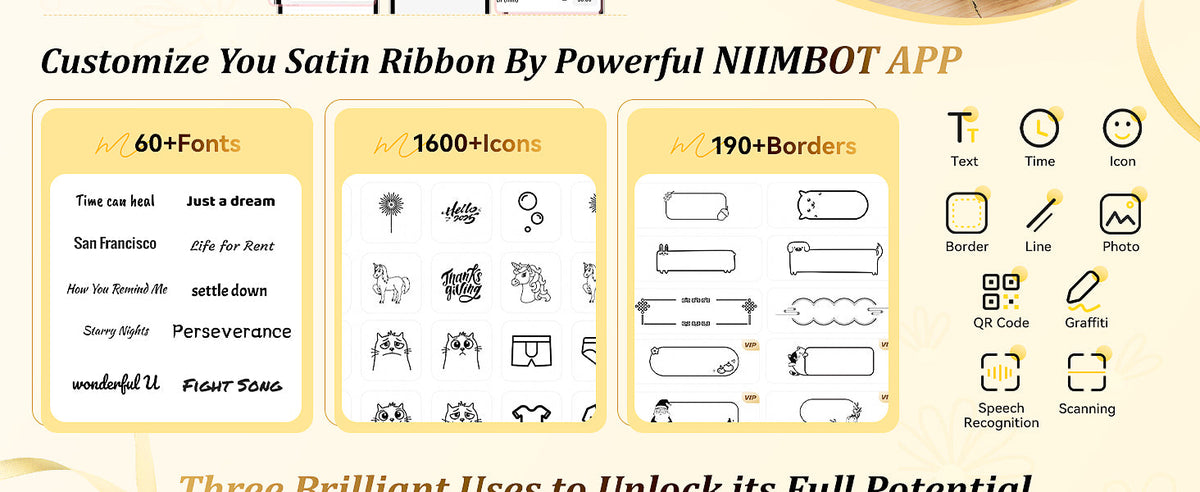 NB624 - NIIMBOT - N1 - BLUETOOTH SATIN RIBBON & LABEL PRINTER KIT INCL BOTH SETS - BEIGE