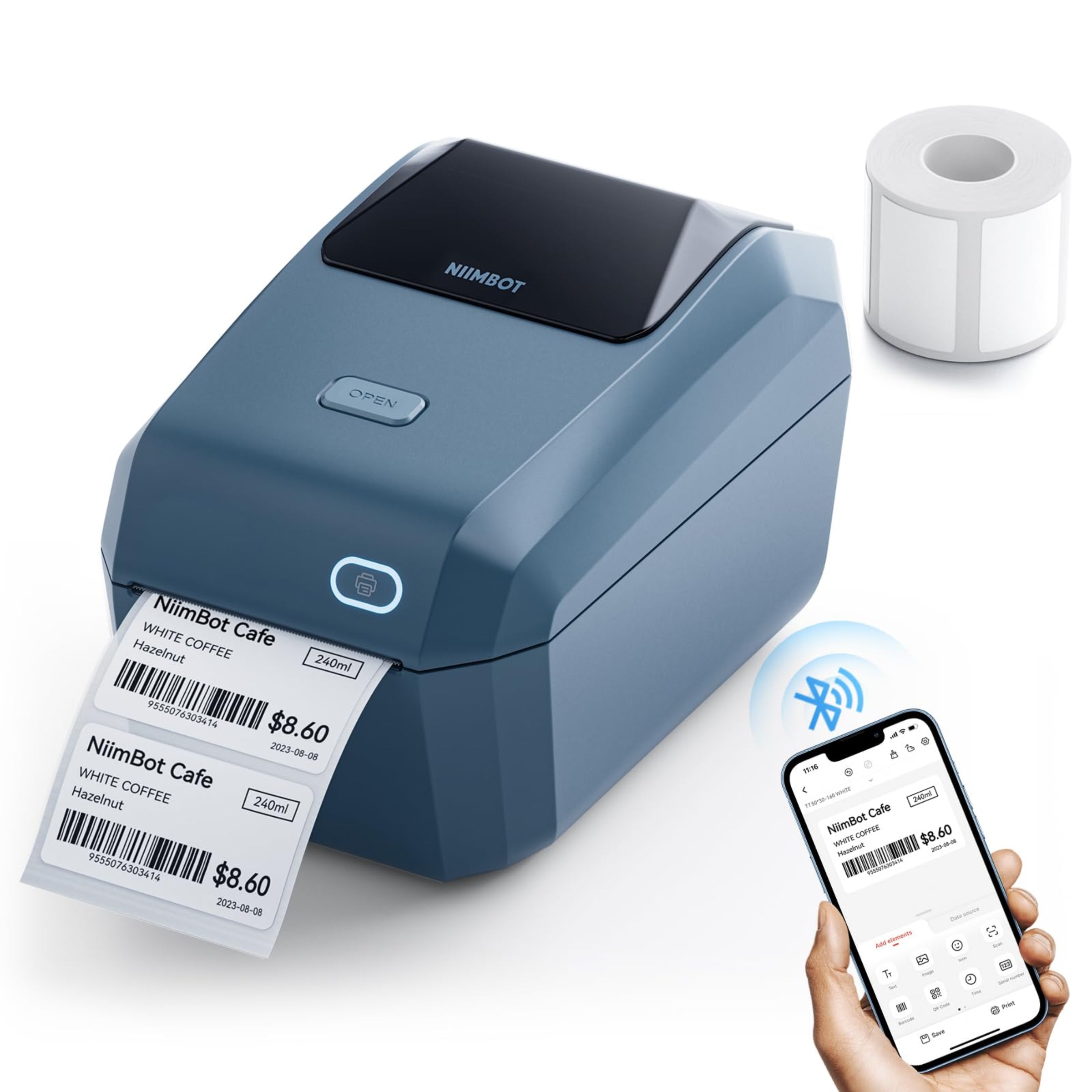 NIIMBOT - K3_W - THERMAL BUSINESS BLUETOOTH & WIFI LABEL PRINTER - INCLUDING 50*30MM LABEL ROLL WITH 900 LABELS