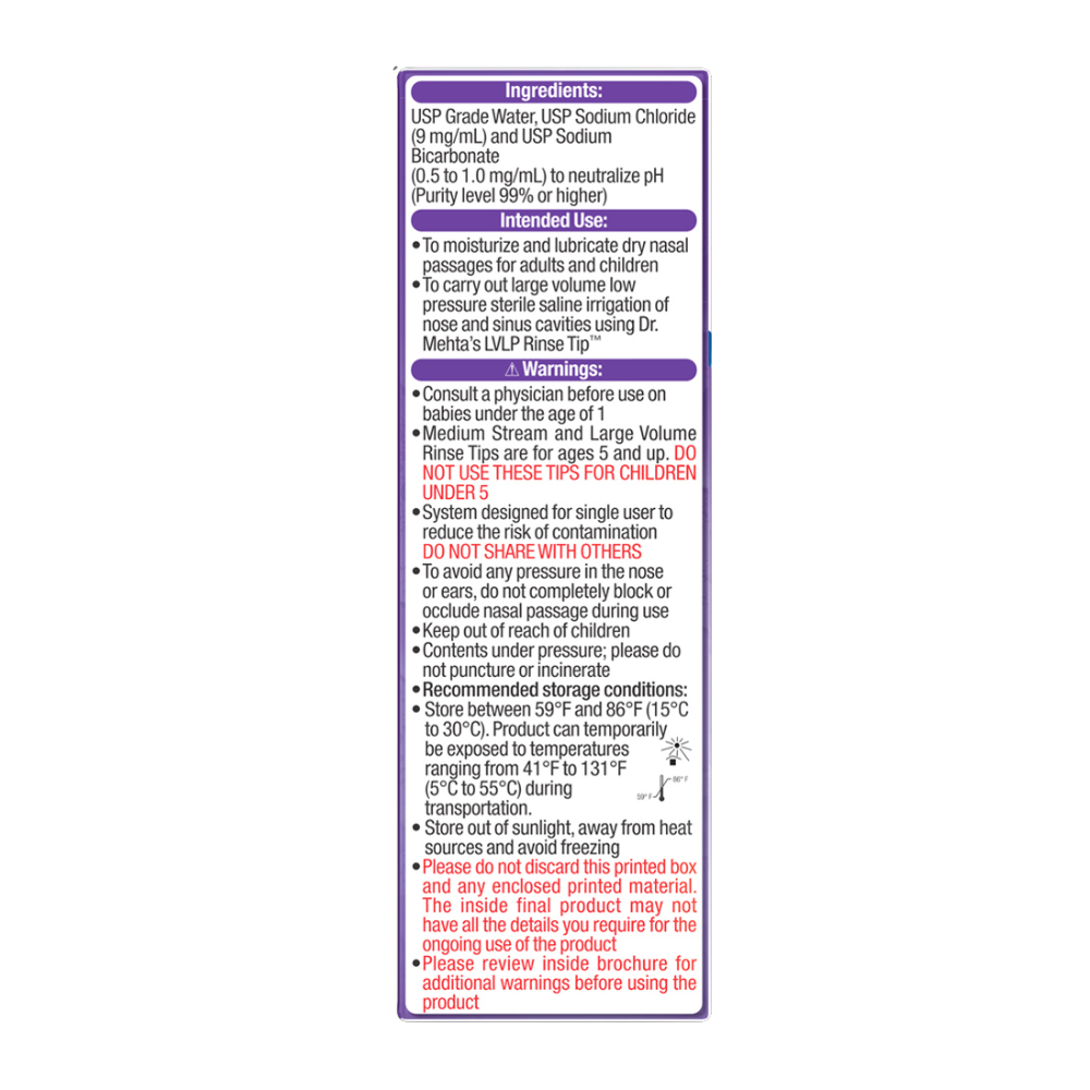 NEILMED - NASAMIST- SALINE SPRAY NASAL WASH - MULTIPURPOSE - 177 ML
