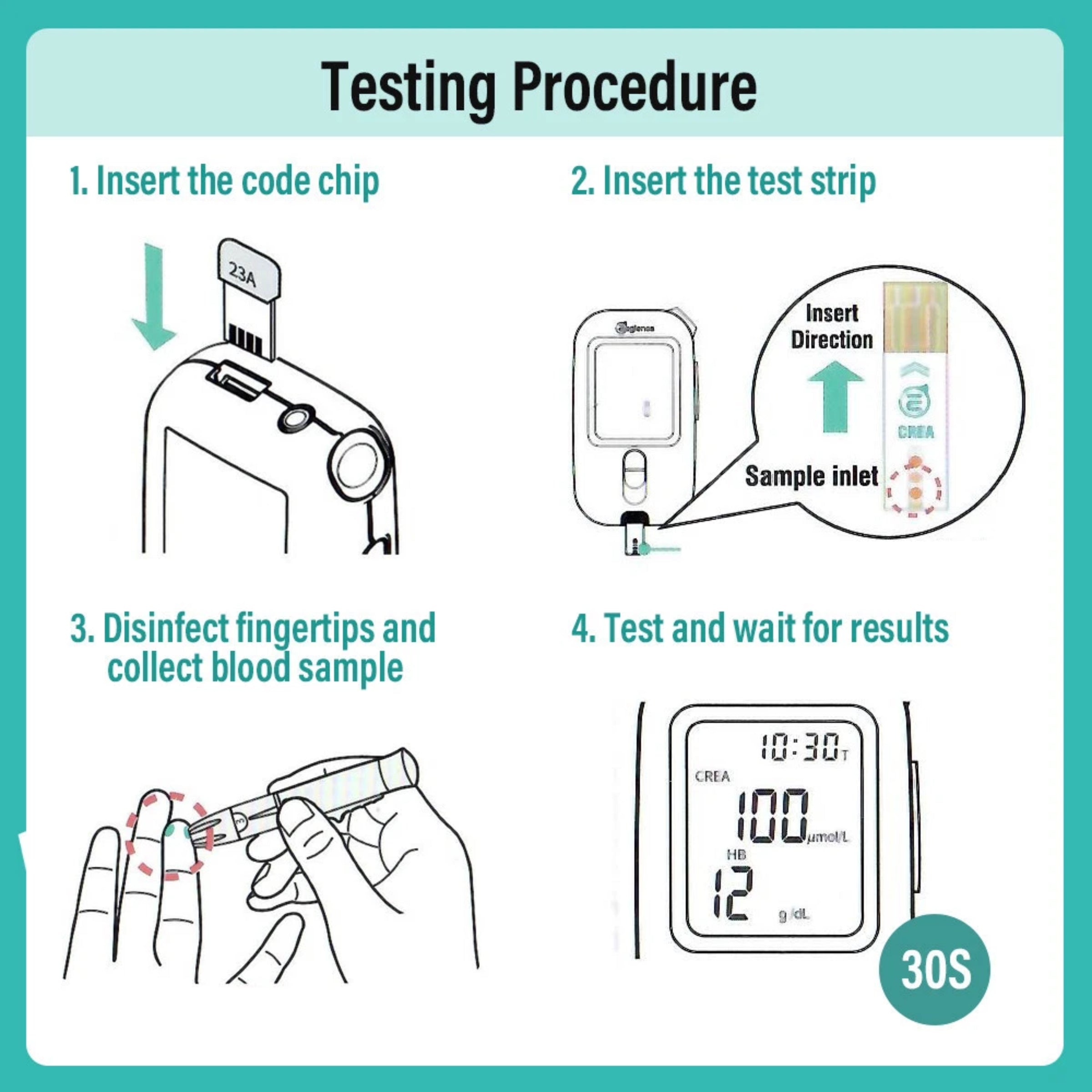 EAGLENOS - CREATININE START-UP BLOOD TEST METER KIT (M432) - INCLUDES 25 CREATININE STRIPS