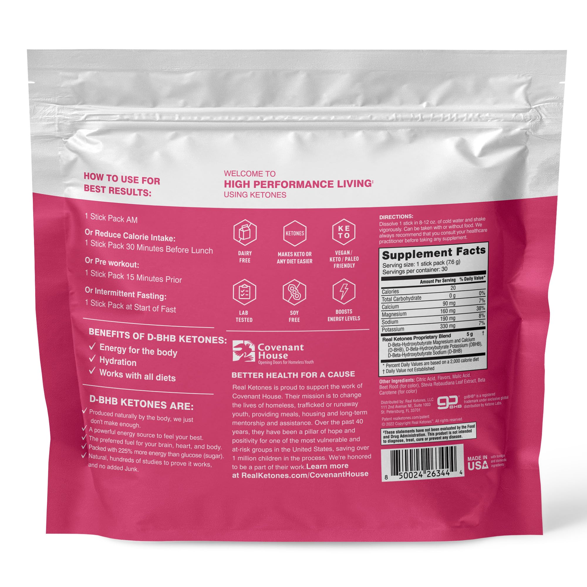 REAL KETONES - SHIFT - D-BHB EXOGENOUS KETONE DRINK MIX POWDER + ELECTROLYTES - 30 PACKETS