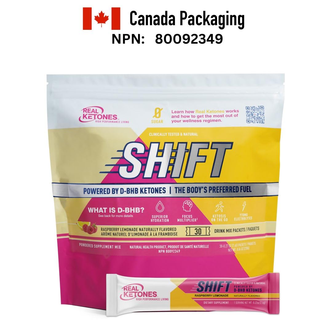 REAL KETONES - SHIFT - D-BHB EXOGENOUS KETONE DRINK MIX POWDER + ELECTROLYTES - 30 PACKETS