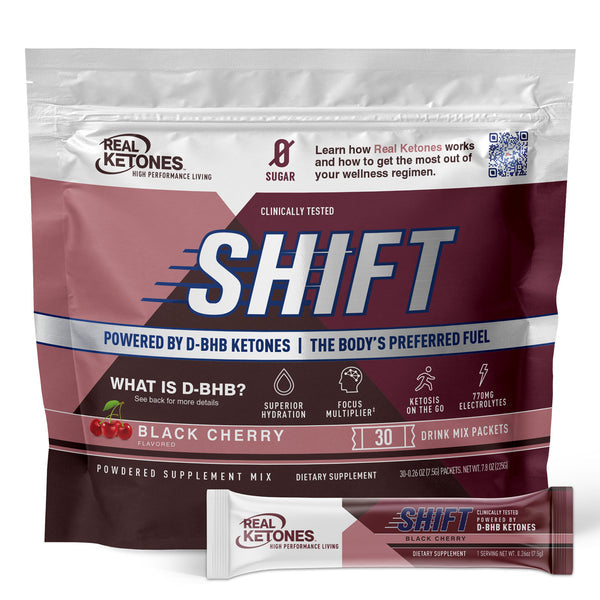 REAL KETONES - SHIFT - D-BHB EXOGENOUS KETONE DRINK MIX POWDER + ELECTROLYTES - 30 PACKETS