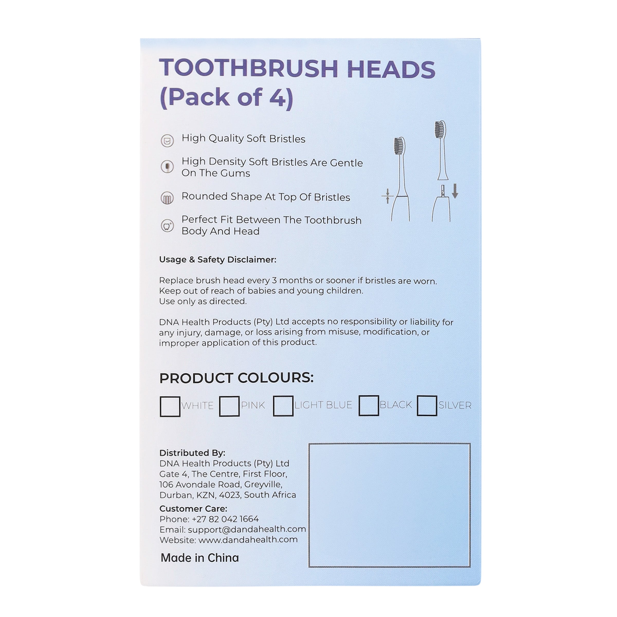 D&A HEALTH - DENTAVIBE - X1 - BRUSH HEADS - PACK OF 4 - WHITE