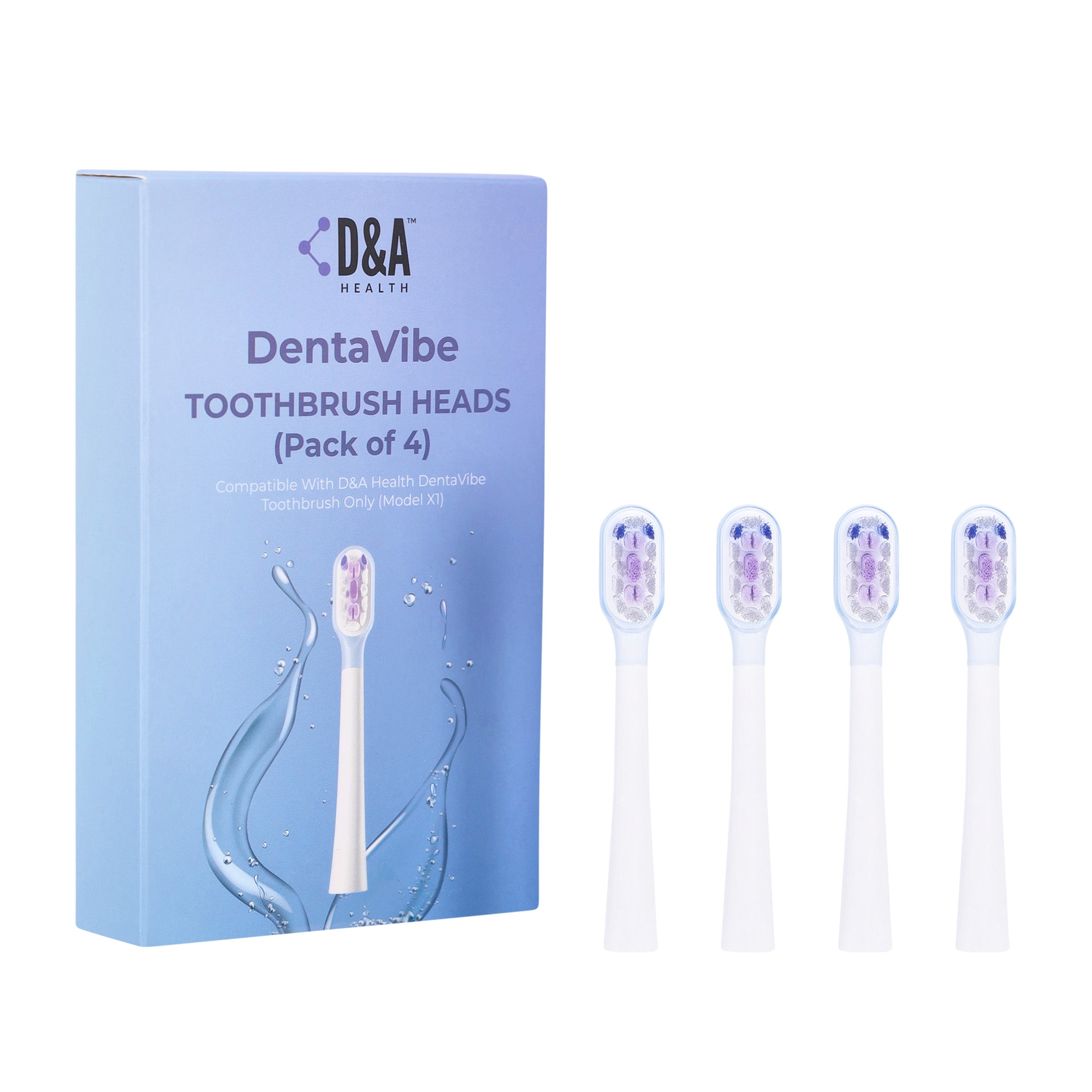 D&A HEALTH - DENTAVIBE - X1 - BRUSH HEADS - PACK OF 4 - WHITE
