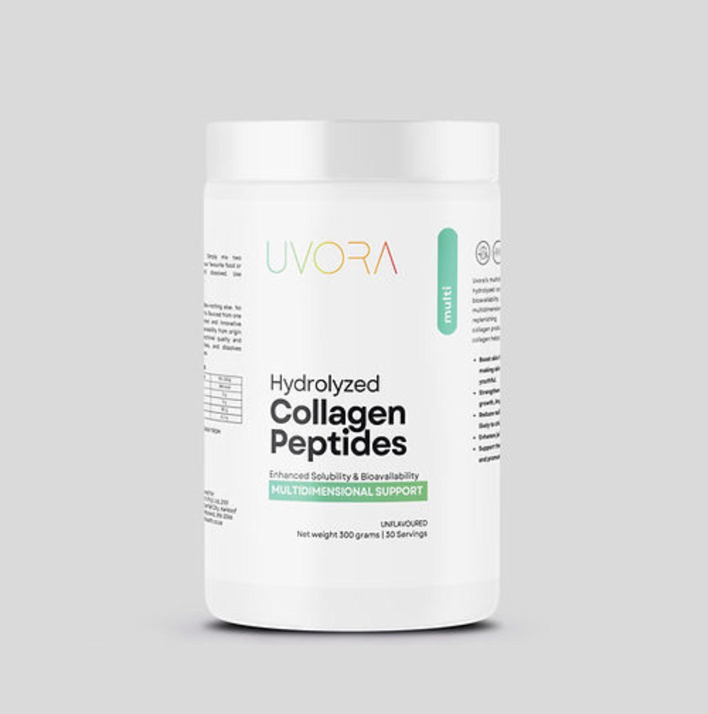 UVORA - HYRDROLYZED COLLAGEN PEPTIDES - MULTIDIMENSIONAL SUPPORT - 300 GRAMS
