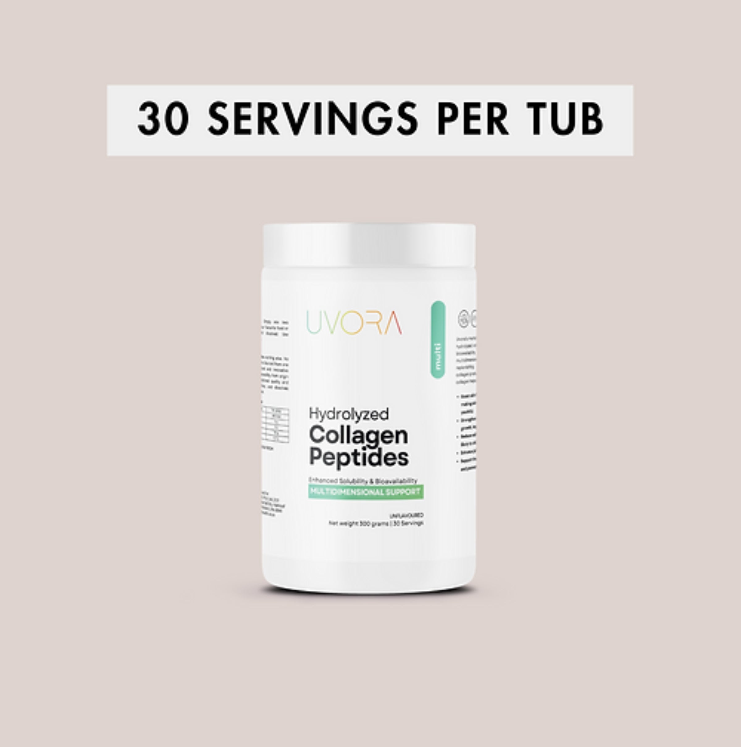 UVORA - HYRDROLYZED COLLAGEN PEPTIDES - MULTIDIMENSIONAL SUPPORT - 300 GRAMS