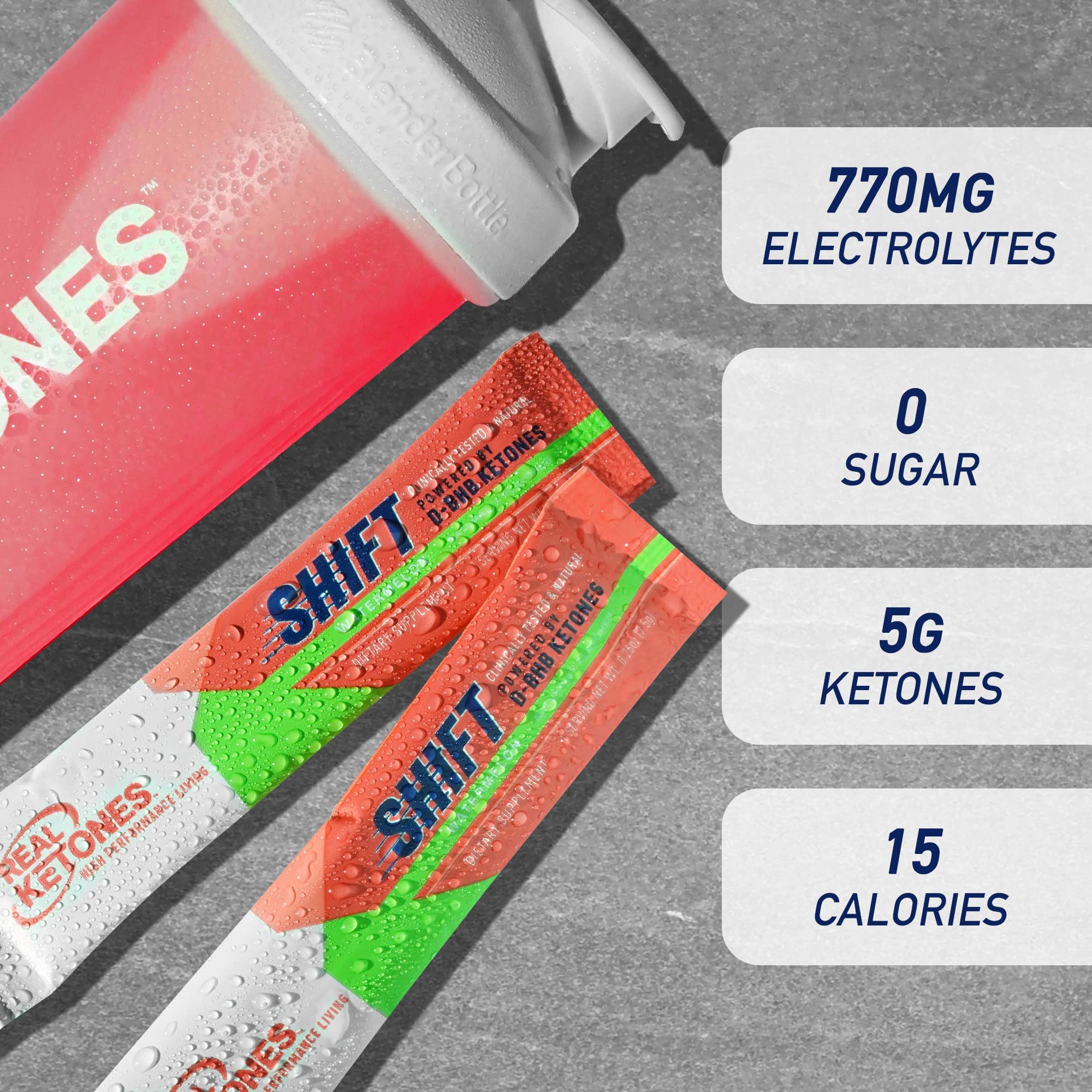 REAL KETONES - SHIFT - D-BHB EXOGENOUS KETONE DRINK MIX POWDER + ELECTROLYTES - 30 PACKETS