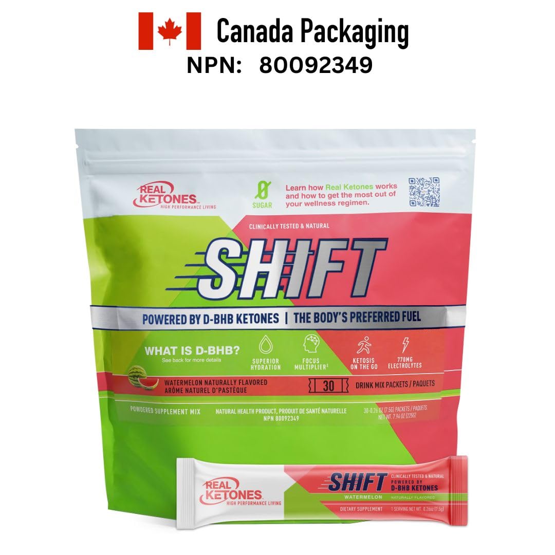 REAL KETONES - SHIFT - D-BHB EXOGENOUS KETONE DRINK MIX POWDER + ELECTROLYTES - 30 PACKETS