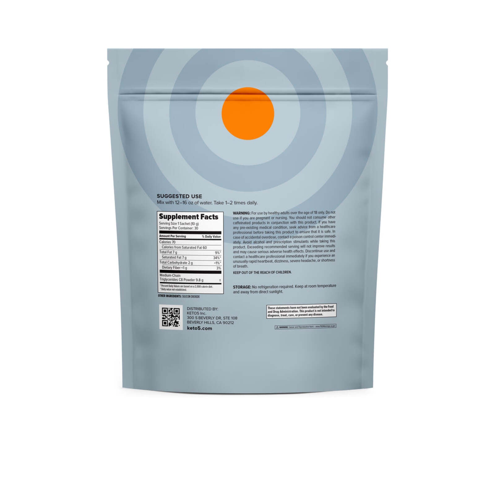 KETO 5 - XO8 - C8 MCT EXTRA STRENGTH POWDER - 30 SACHETS - 10 GRAMS PER SERVING