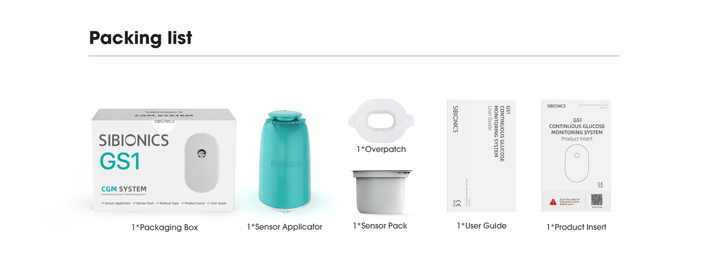 SIBIONICS - GS1 - CONTINUOUS GLUCOSE MONITORING SYSTEM (CGM) - 14 DAYS - +3 YEARS