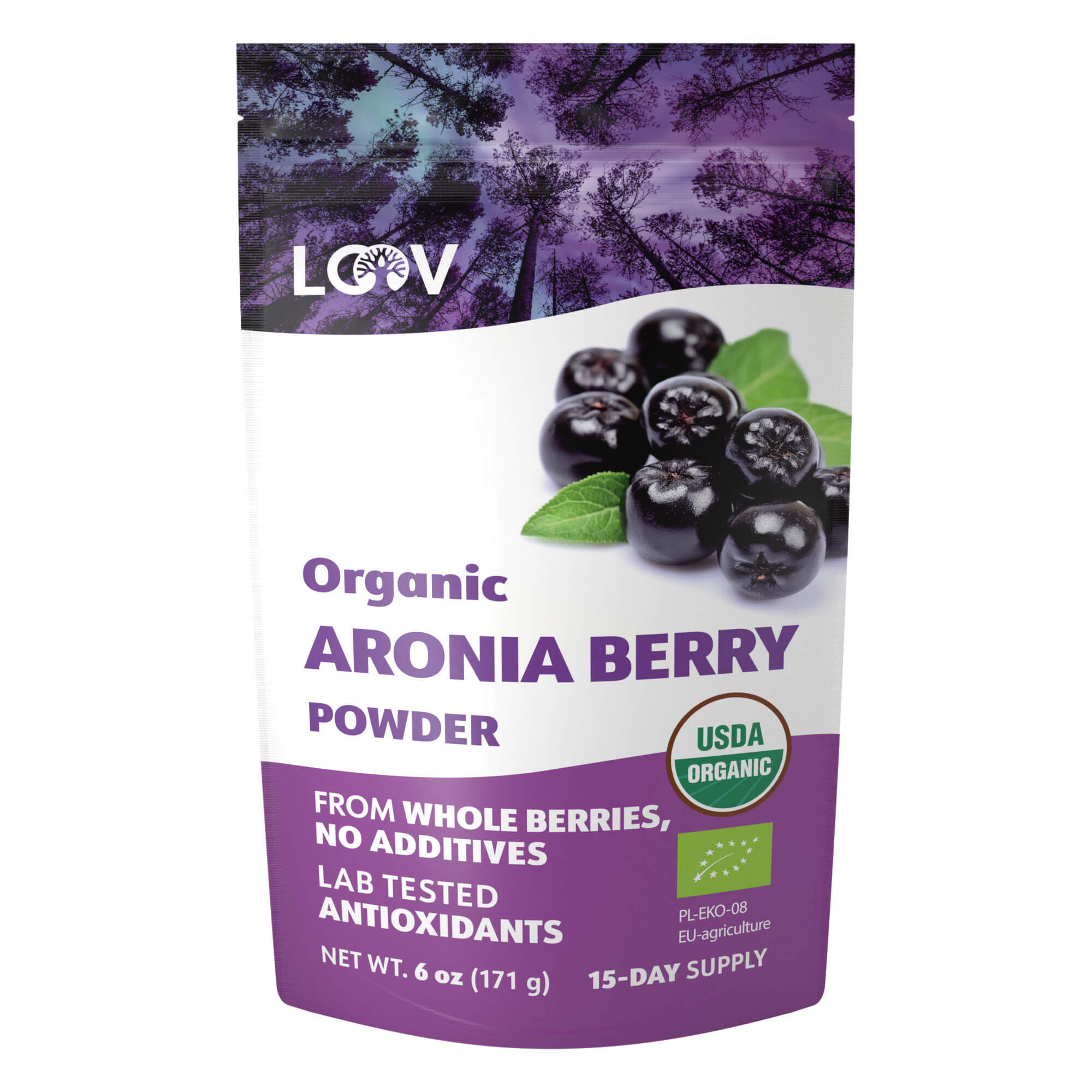 LOOV - ORGANIC ARONIA (CHOKE) BERRY POWDER (FREEZE-DRIED) - 171G