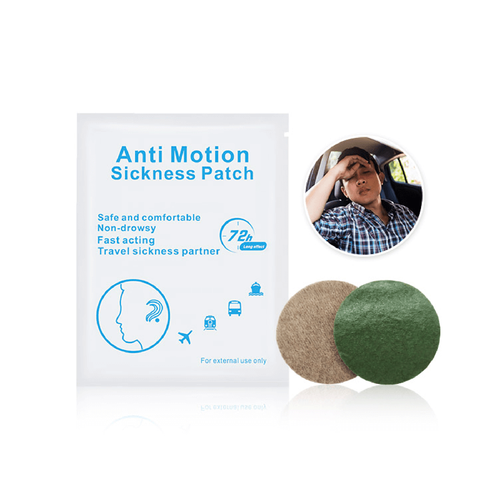ANTI MOTION SICKNESS PATCH - RELIEF UP TO 72 HOURS - 20 PATCHES
