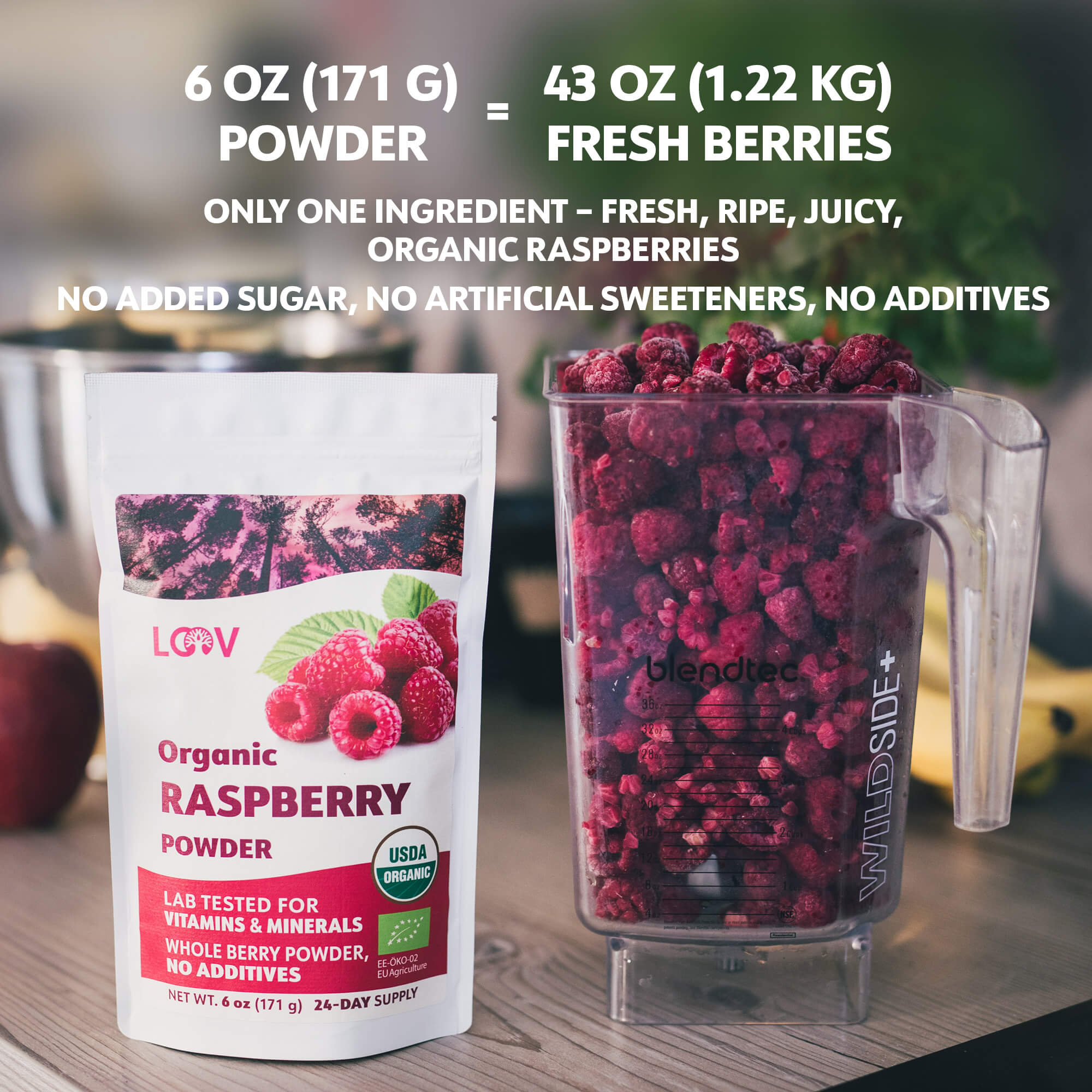 LOOV - ORGANIC RASPBERRY POWDER (FREEZE-DRIED) - 171G