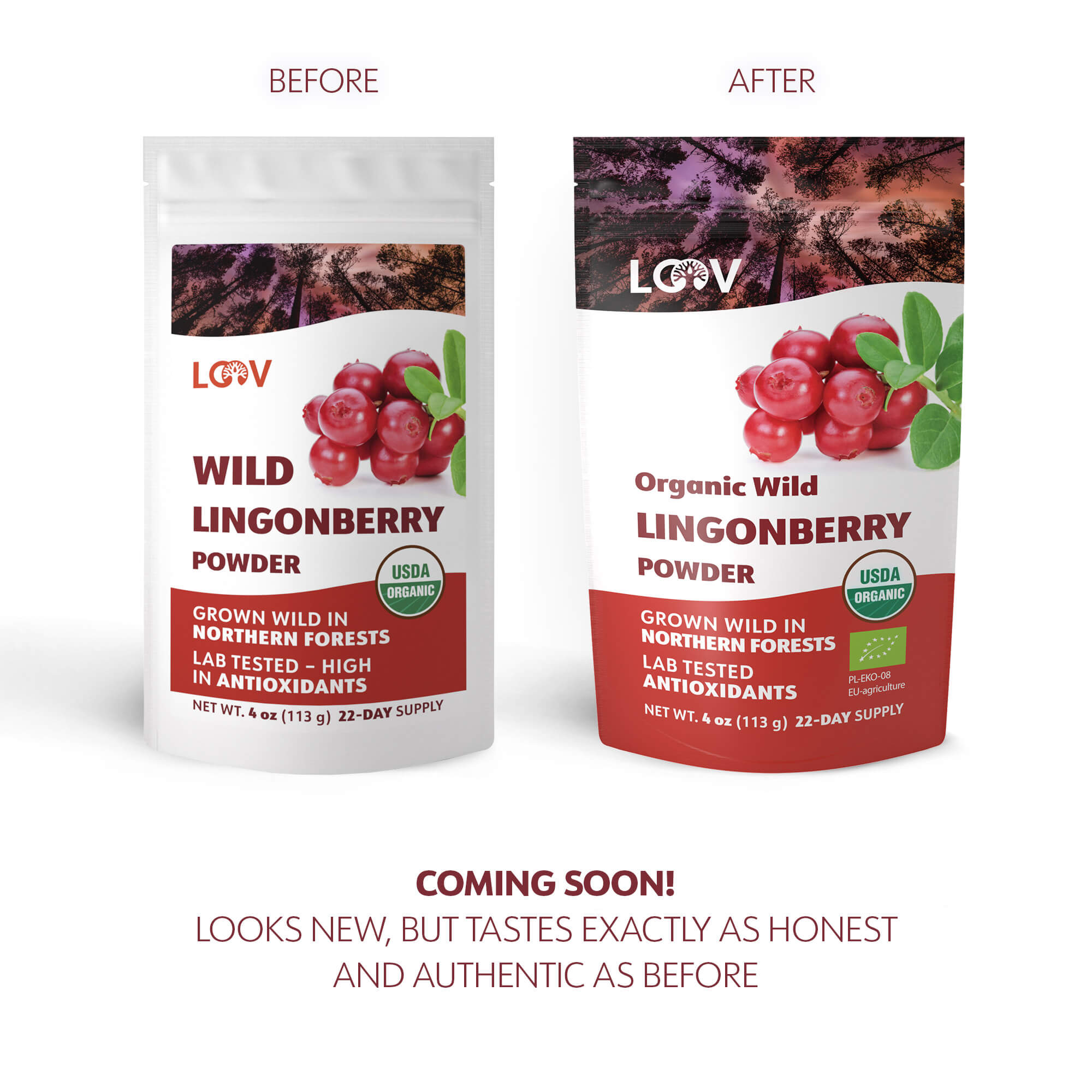 LOOV - ORGANIC WILD LINGONBERRY POWDER (FREEZE-DRIED) - 113G